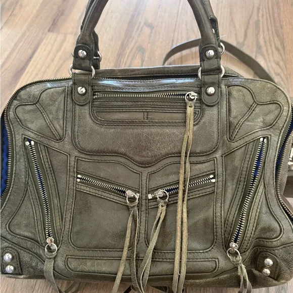 Rebecca Minkoff Deep Olive Green Distressed Leather Women's Bag - Picture 3 of 4